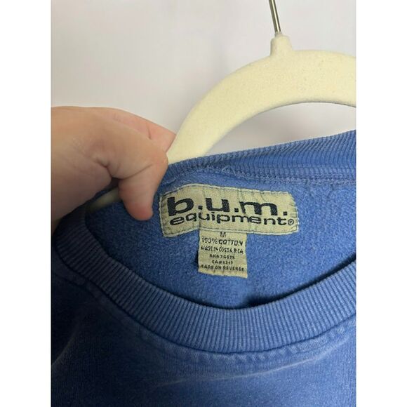 B.U.M. Equipment Sweatshirt Women's size Medium Blue Vintage 90s Crewneck Sports - Picture 3 of 3
